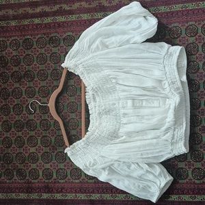 Free People Ivory Cotton Peasant Blouse